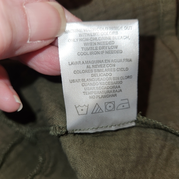 NWT Copper Key Olive Long Sleeve Peplum Top Size L Crinkle Cotton Fabric Soft - Picture 14 of 14